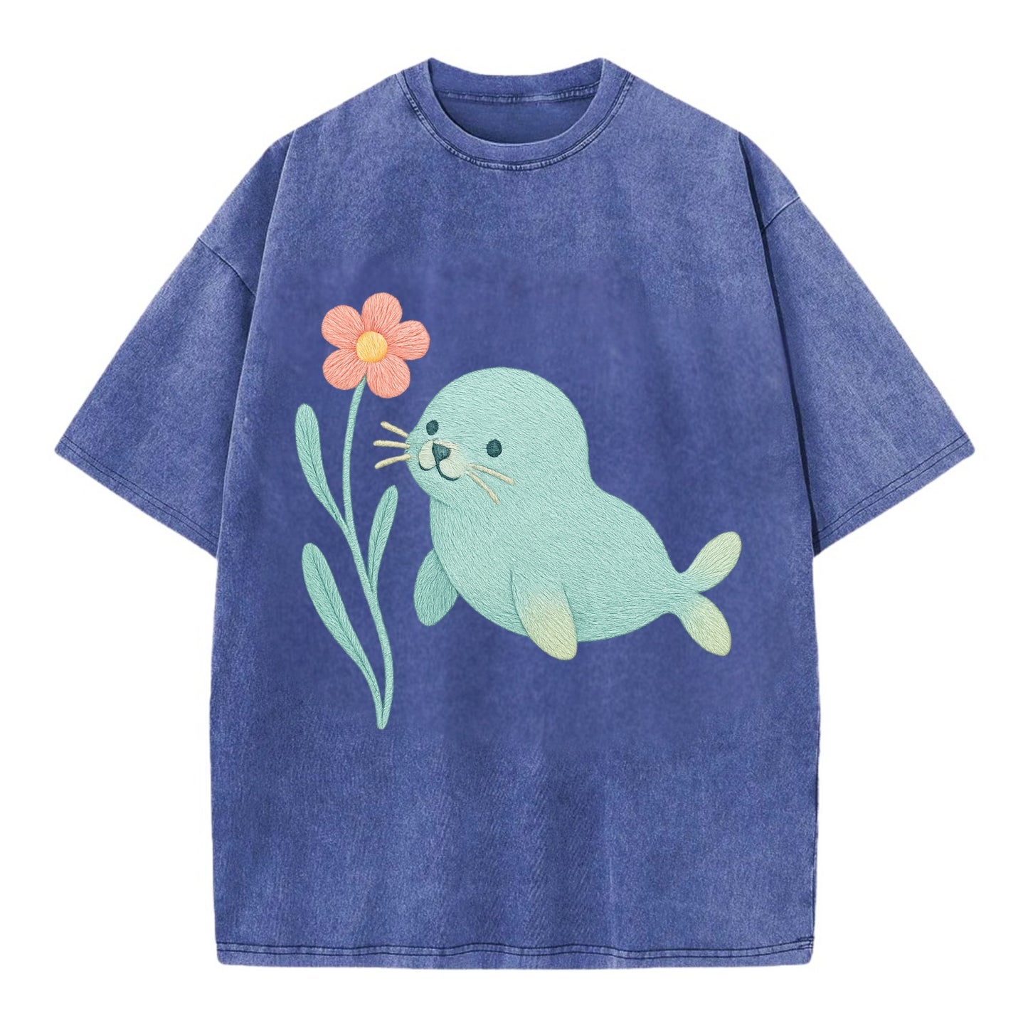 Mint Seal Pup - Vintage T-shirt - Blue
