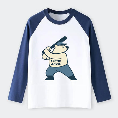 Polar Bear Baseball MVP - Raglan Long Sleeve T-Shirt - Blue