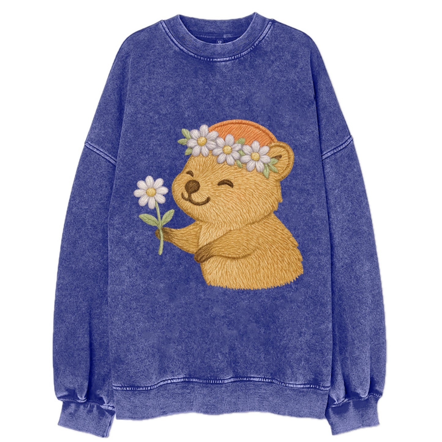 Quokka Daisy Chain - Vintage Sweatshirt - Blue