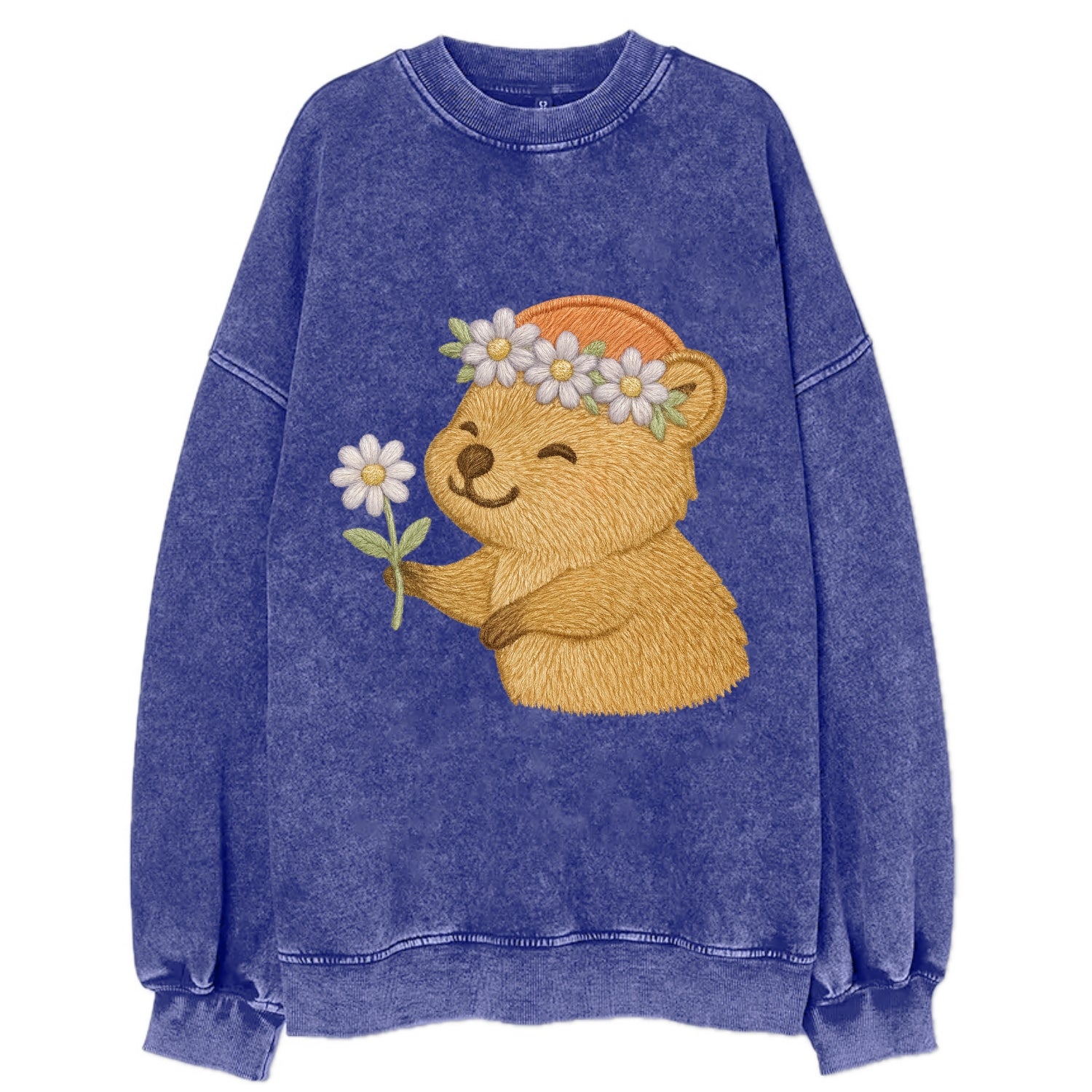 Quokka Daisy Chain - Vintage Sweatshirt - Blue