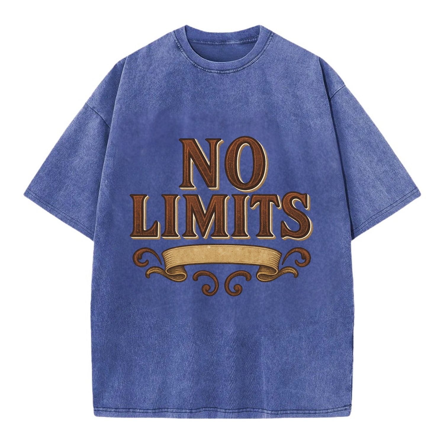 Bold typography design - "NO LIMITS" - boundless potential - Vintage T-shirt - Blue