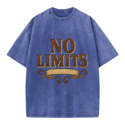 Bold typography design - "NO LIMITS" - boundless potential - Vintage T-shirt - Blue