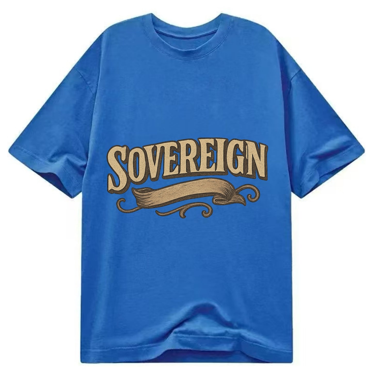 Bold typography design - "SOVEREIGN" - self-ruled, autonomous, in control - Classic T-shirt - Blue