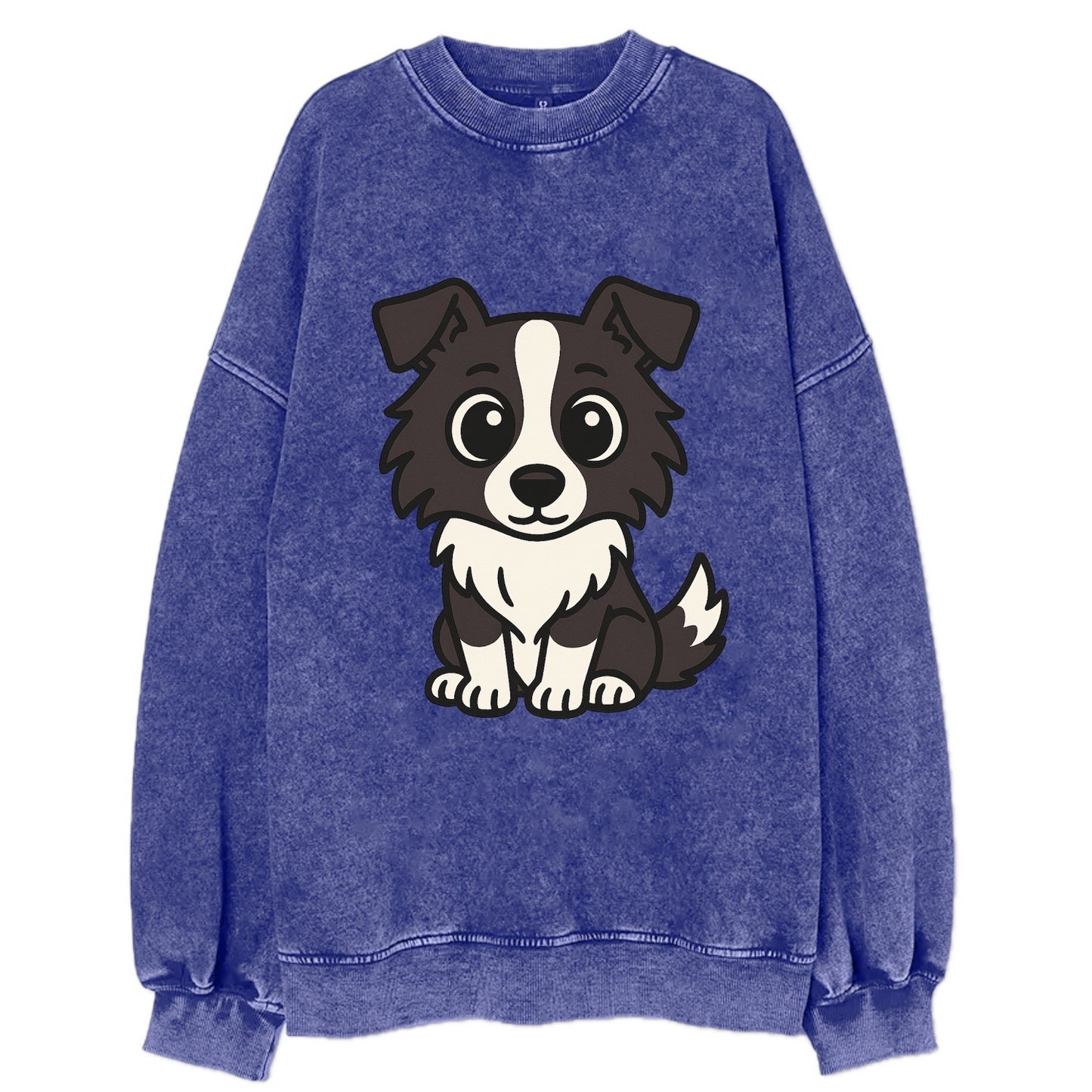 Border Collie - Intense stare sitting pose - Vintage Sweatshirt - Blue