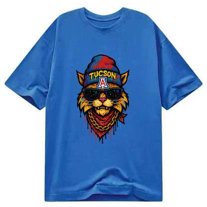 Tucson Wildcat wearing Arizona beanie with A patch - Classic T-shirt - Blue