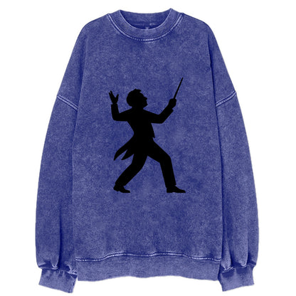Conductor leading orchestra passionately - Vintage Sweatshirt - Blue
