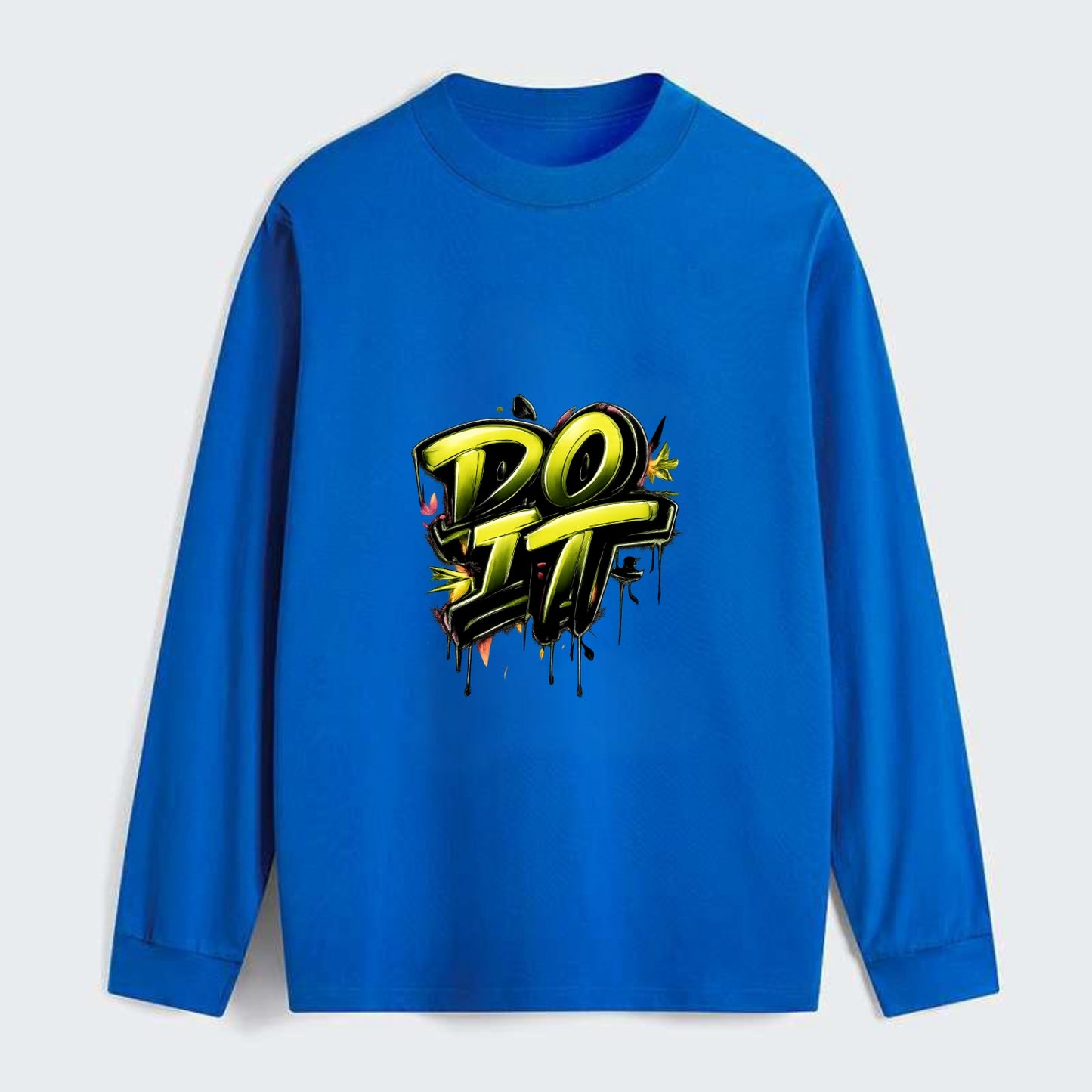 Bold typography design - "DO IT" - just do it, stop waiting - Classic Long Sleeve Shirt - Blue