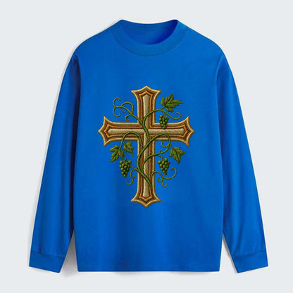 Vine Cross  - Classic Long Sleeve Shirt - Blue