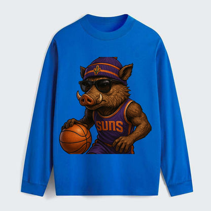 Phoenix Javelina wearing Suns beanie with cactus patch and wayfarer - Classic Long Sleeve Shirt - Blue