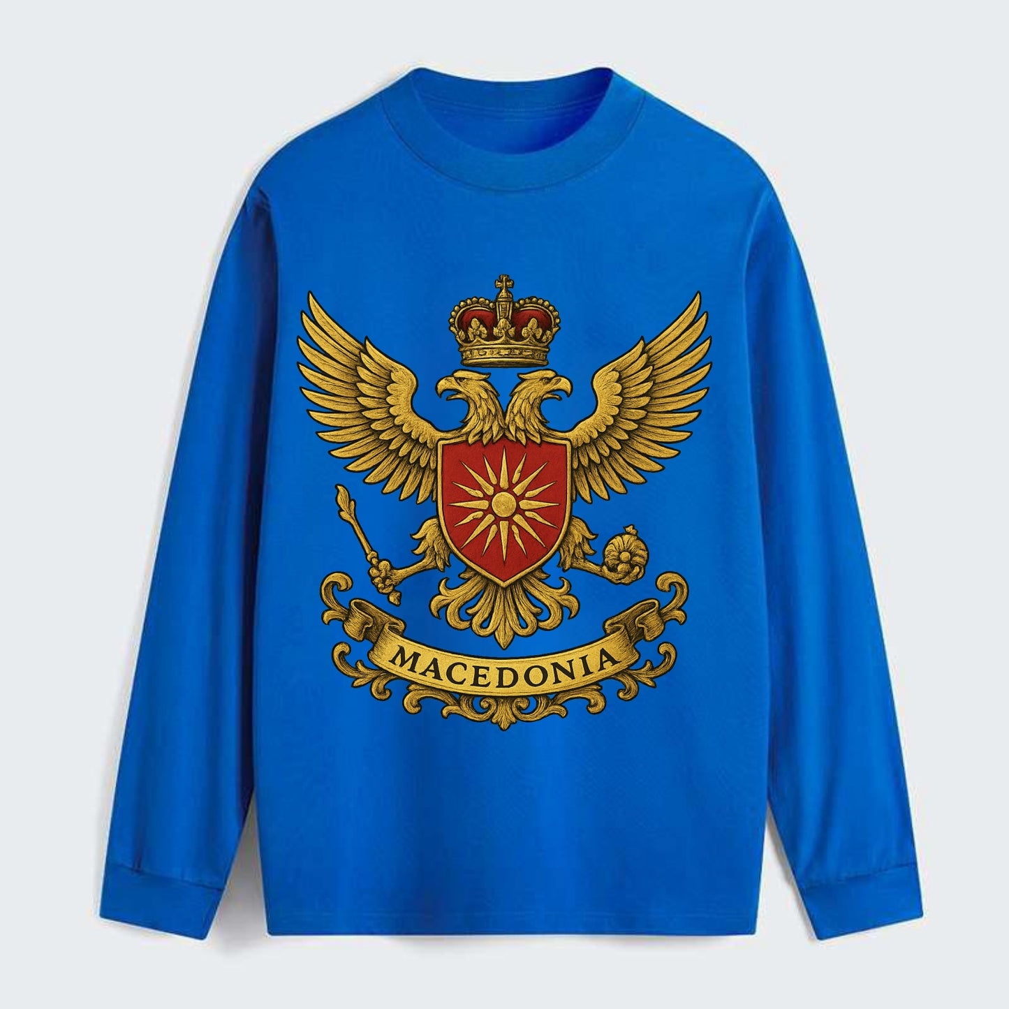 Macedonia Heritage Badge - Classic Long Sleeve Shirt - Blue