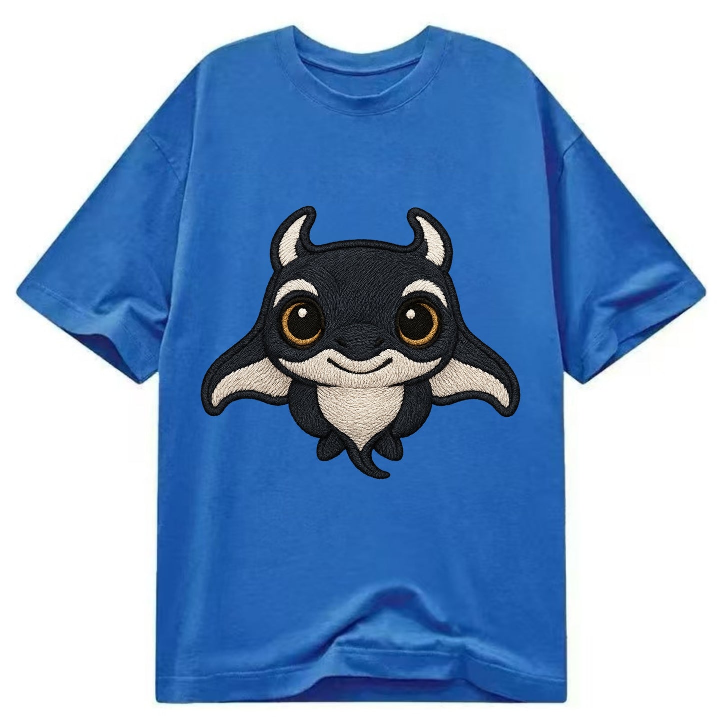 Baby Manta Ray - dark with white markings, cephalic fins, gentle eyes, - Classic T-shirt - Blue