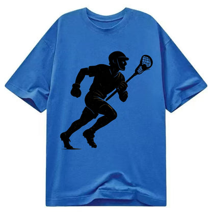 Lacrosse player cradling and running - Classic T-shirt - Blue