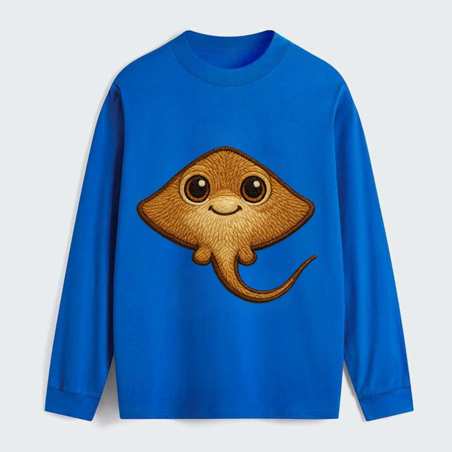 Baby Stingray - flat body, long tail, eyes on top, front-facing, - Classic Long Sleeve Shirt - Blue