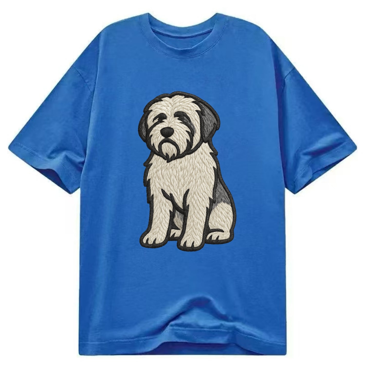 Polish Lowland Sheepdog - White and gray - Classic T-shirt - Blue