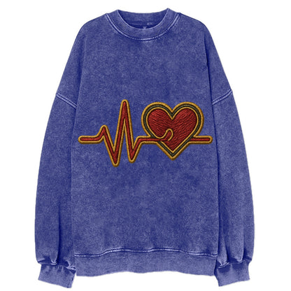 Heartbeat Line  - Vintage Sweatshirt - Blue