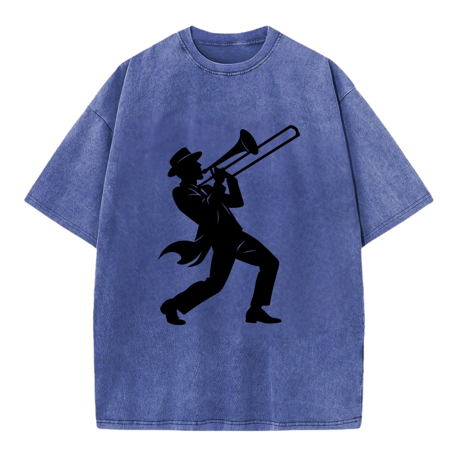 Trombone player jazz improvisation - Vintage T-shirt - Blue