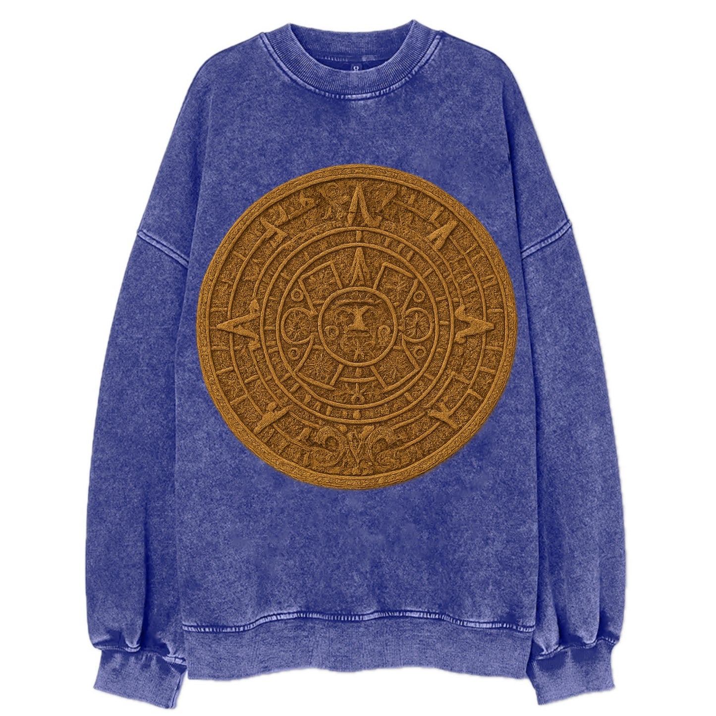 Aztec Calendar  - Vintage Sweatshirt - Blue