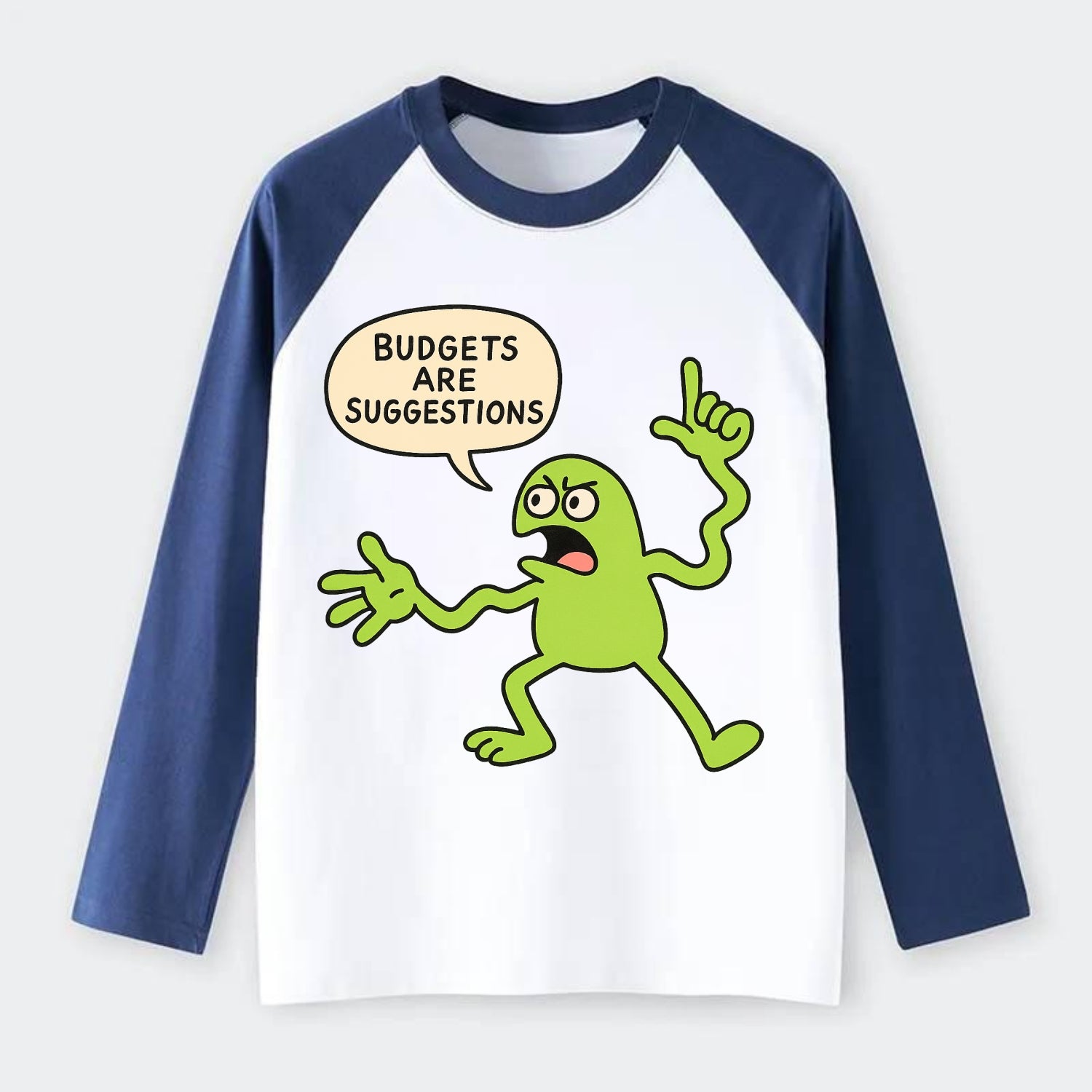 BUDGETS ARE SUGGESTIONS | Rebellious calculator - Raglan Long Sleeve T-Shirt - Blue