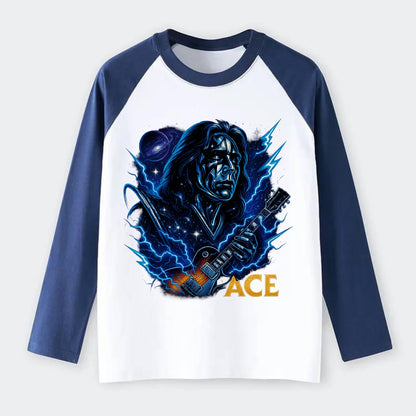 Cosmic Chrome Portrait - Raglan Long Sleeve T-Shirt - Blue