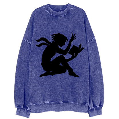 Reader lost in book moment - Vintage Sweatshirt - Blue