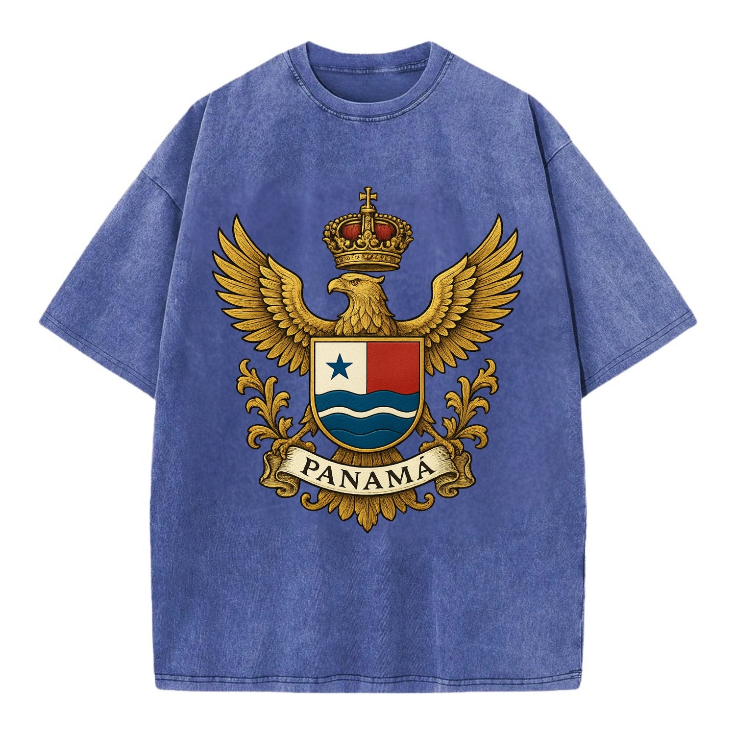 Panama Heritage Badge  - Vintage T-shirt - Blue