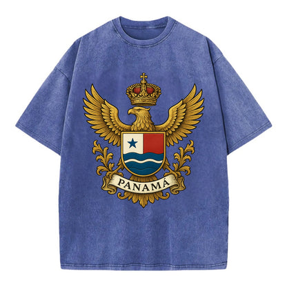 Panama Heritage Badge  - Vintage T-shirt - Blue