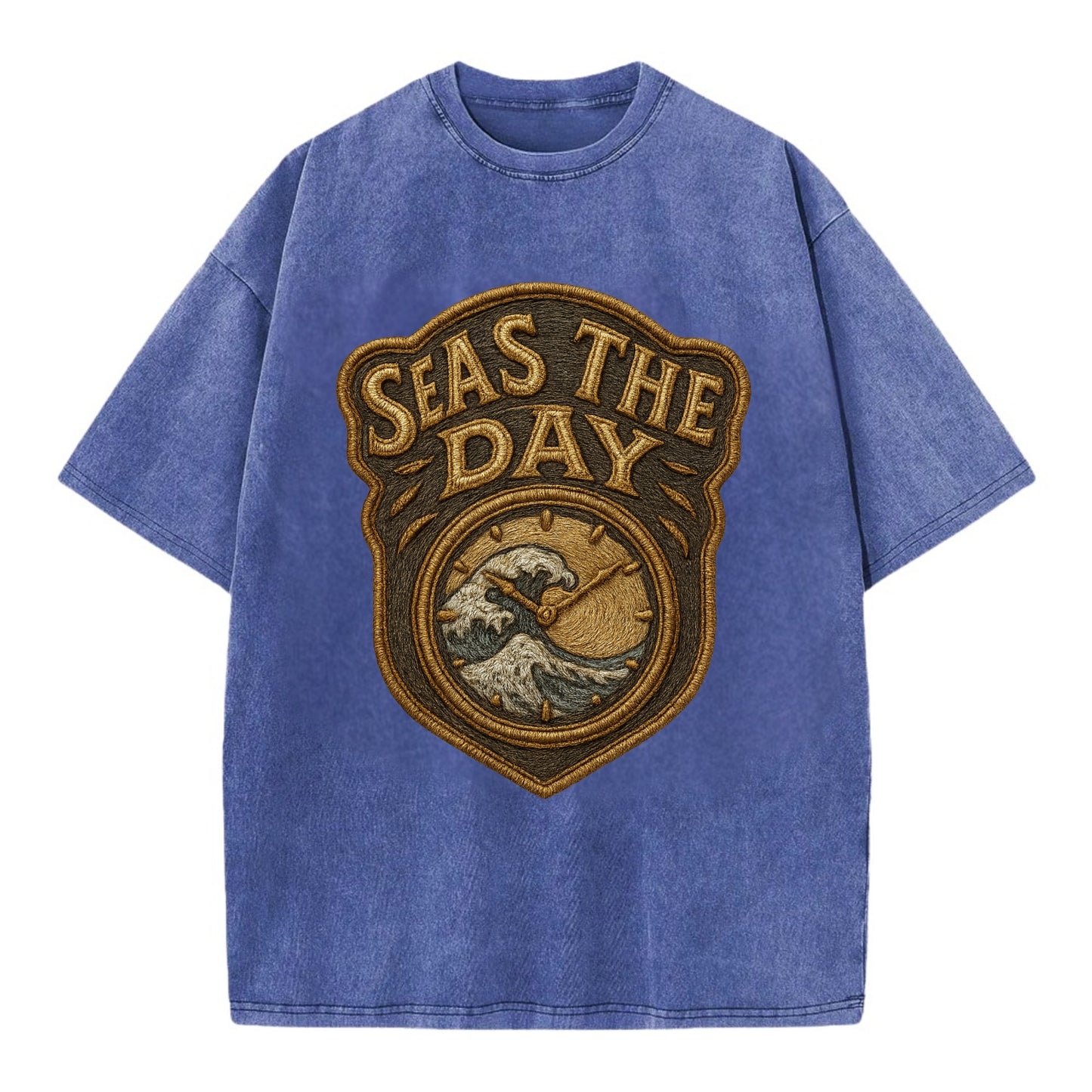 Seas The Day  - Vintage T-shirt - Blue