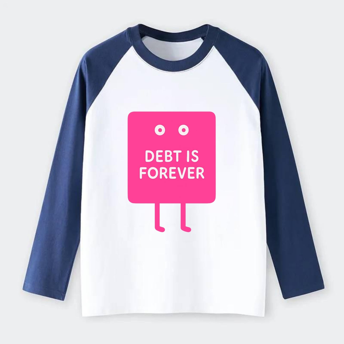 DEBT IS FOREVER | Immortal credit card - Raglan Long Sleeve T-Shirt - Blue