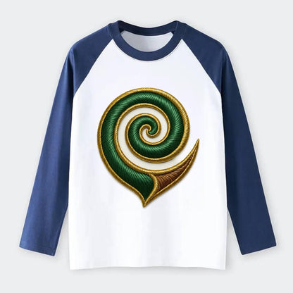 Maori Koru  - Raglan Long Sleeve T-Shirt - Blue