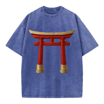 Japanese Torii Gate  - Vintage T-shirt - Blue