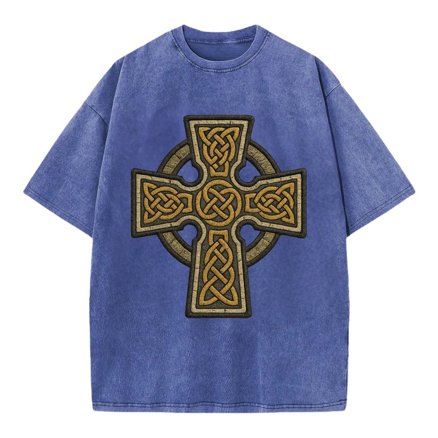 Celtic Cross  - Vintage T-shirt - Blue