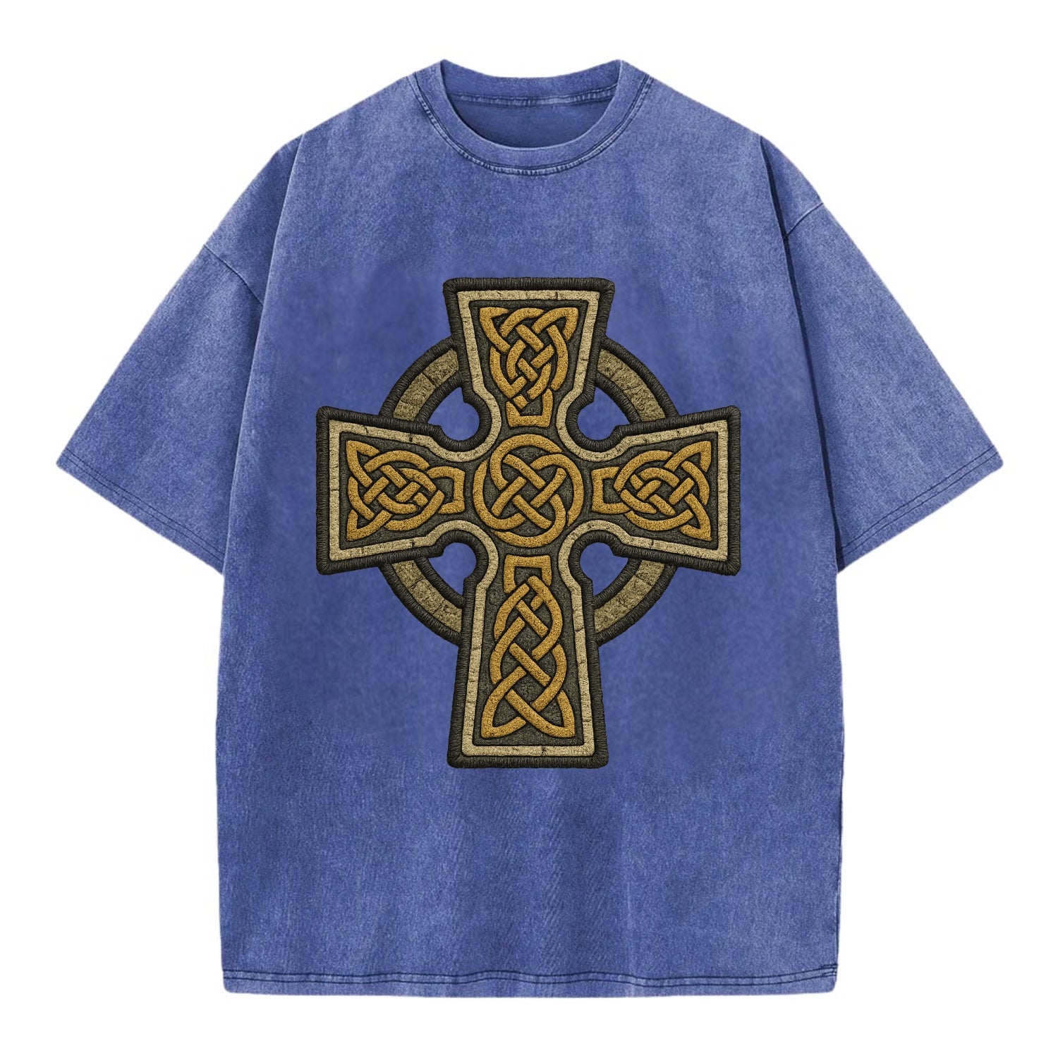 Celtic Cross  - Vintage T-shirt - Blue