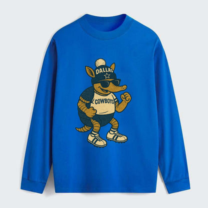 Dallas Armadillo wearing Cowboys beanie with lone star patch and - Classic Long Sleeve Shirt - Blue