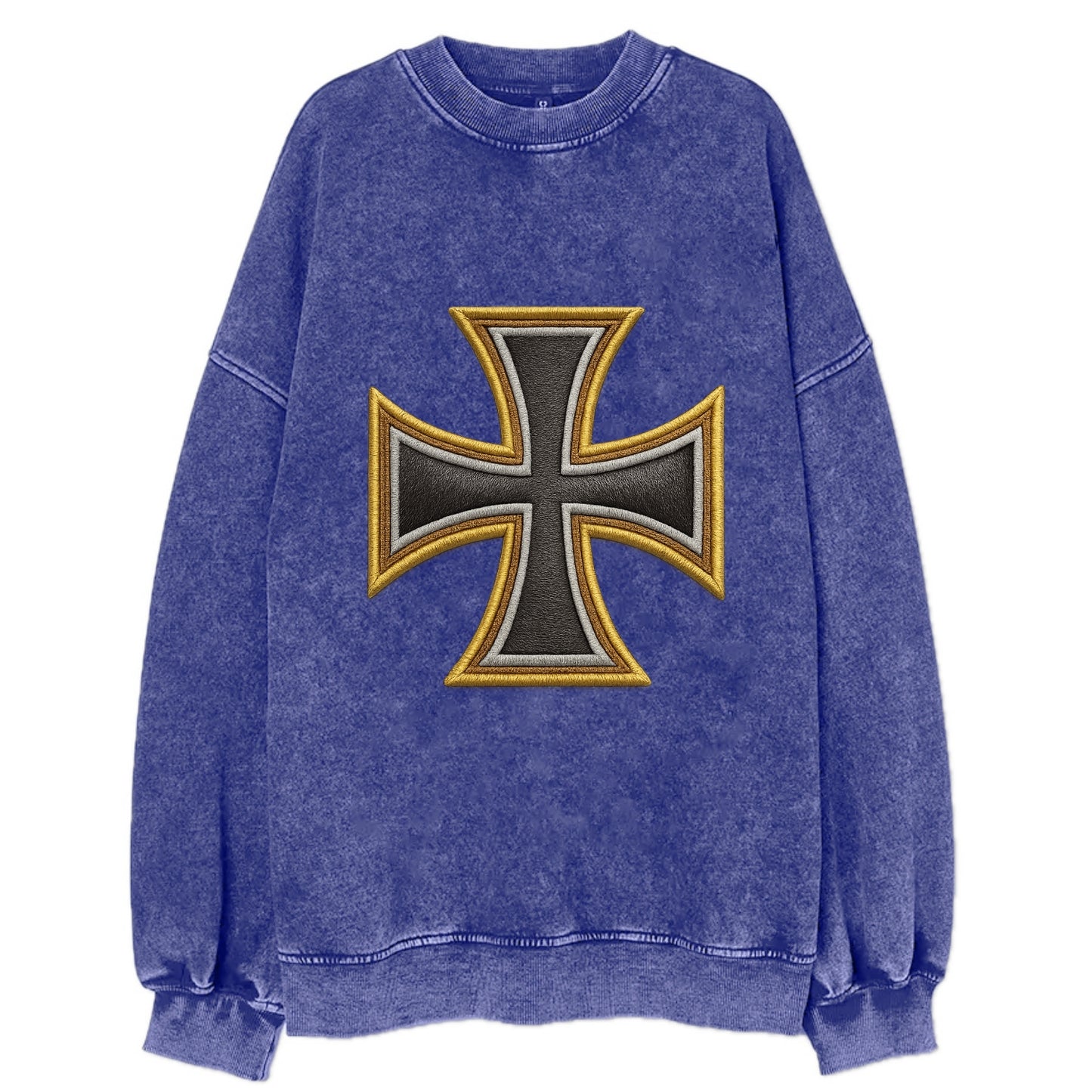 Teutonic Cross  - Vintage Sweatshirt - Blue