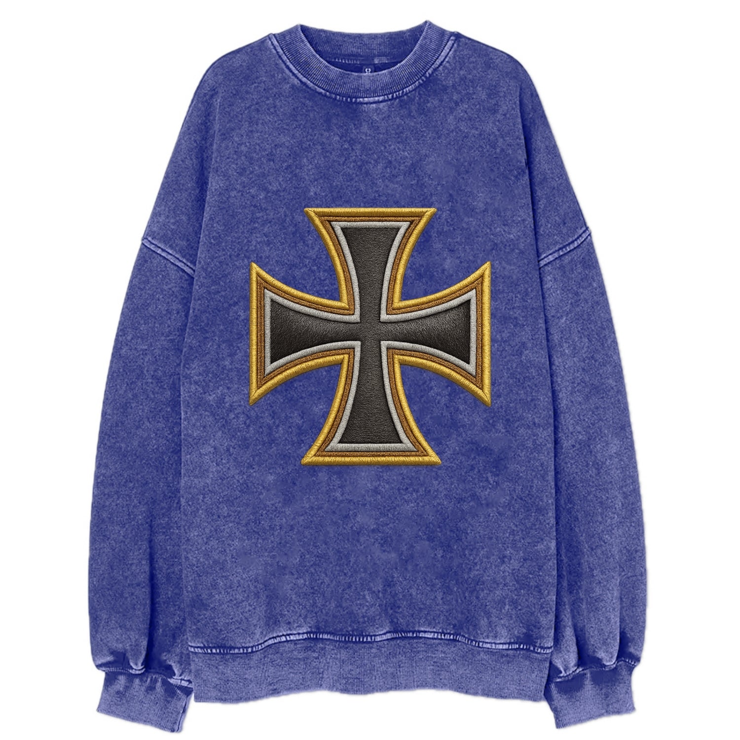Teutonic Cross  - Vintage Sweatshirt - Blue
