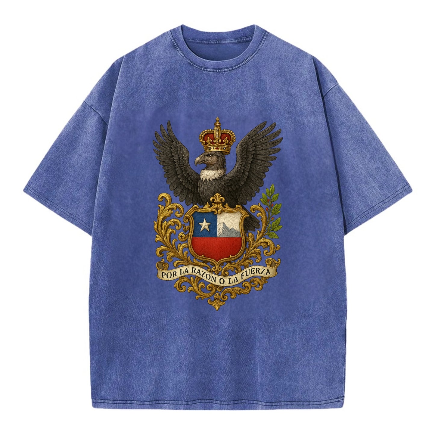 Chile Andean Condor Emblem  - Vintage T-shirt - Blue