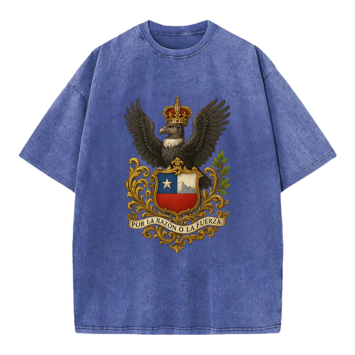 Chile Andean Condor Emblem  - Vintage T-shirt - Blue