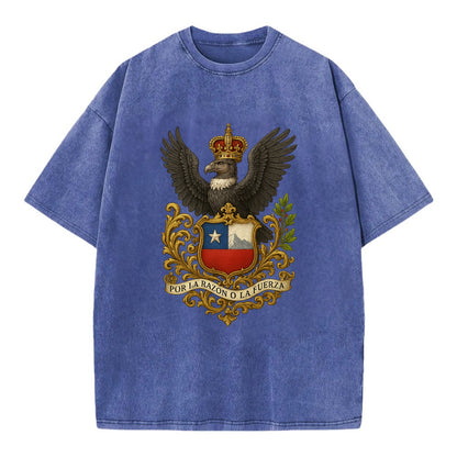 Chile Andean Condor Emblem  - Vintage T-shirt - Blue