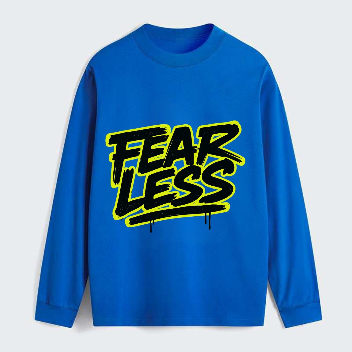 Bold typography design - "FEARLESS" - courage, bravery, facing - Classic Long Sleeve Shirt - Blue