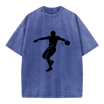 Discus thrower spinning release - Vintage T-shirt - Blue