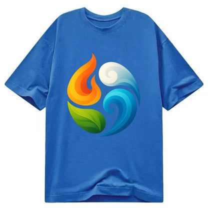 Four Elements Dance - Fire orange, water - Classic T-shirt - Blue