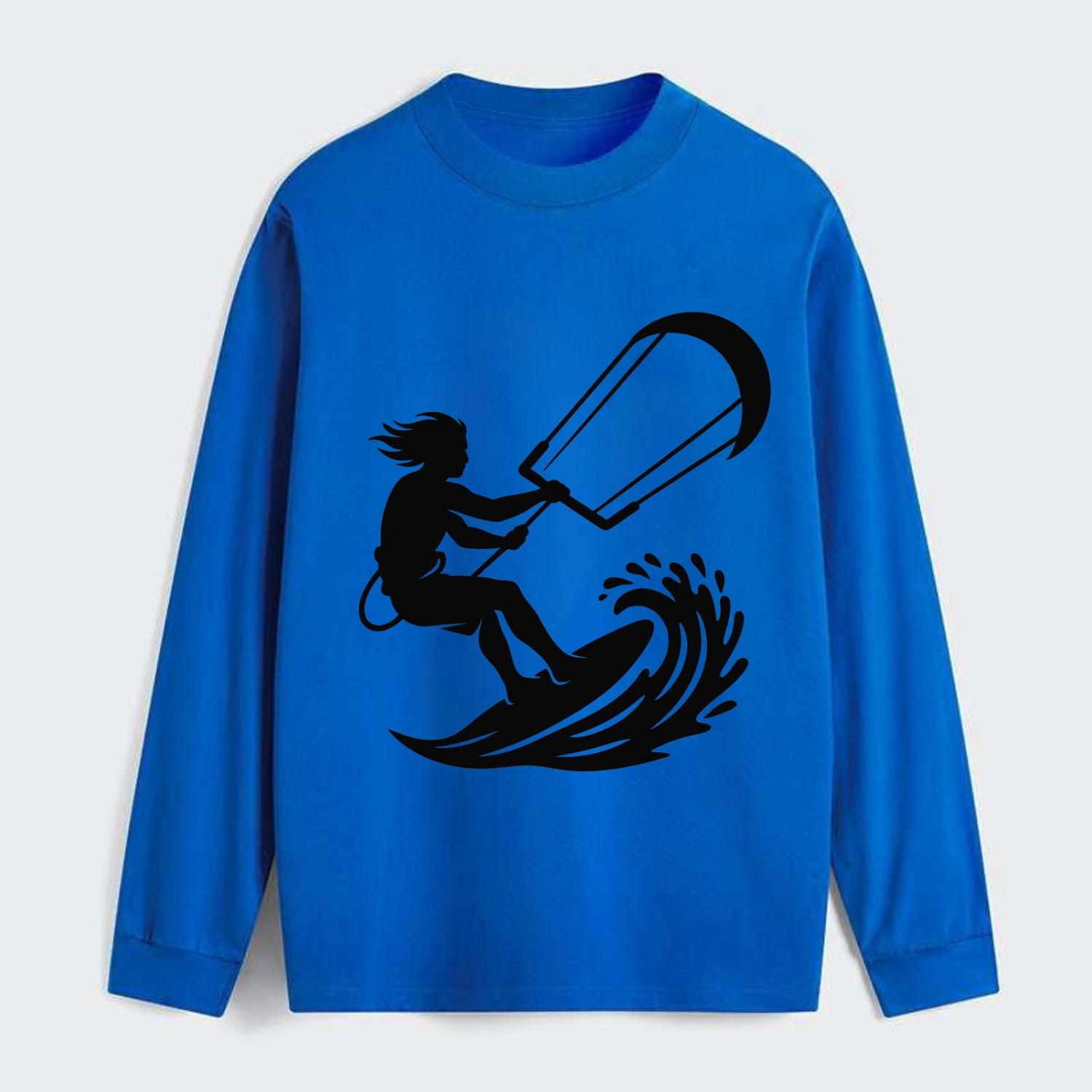 Kite surfer riding wave - Classic Long Sleeve Shirt - Blue