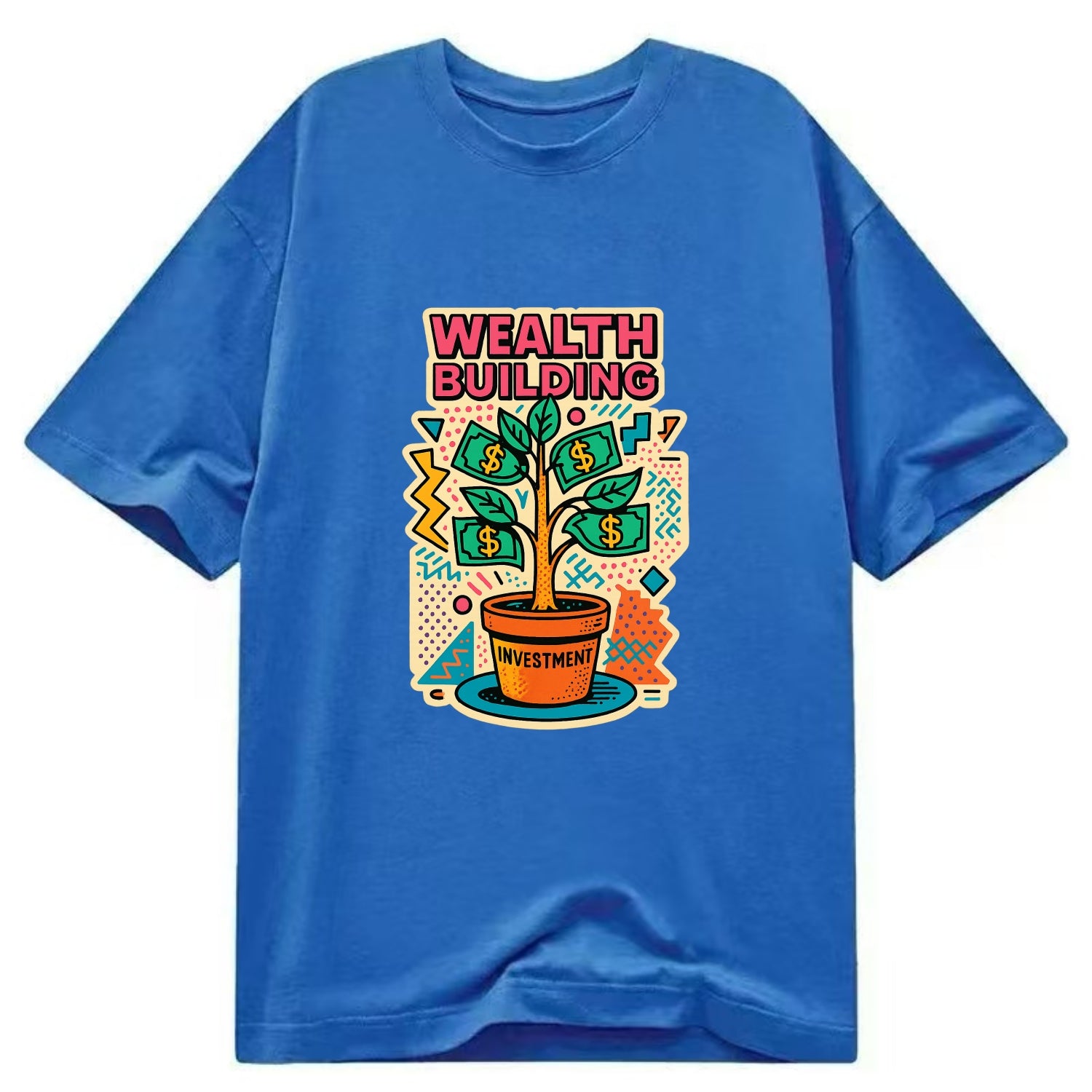 Money tree growing from investment pot - financial independence journey, wealth - Classic T-shirt - Blue