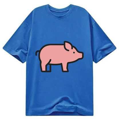 Pig - Pink farm pig flat side profile - Classic T-shirt - Blue