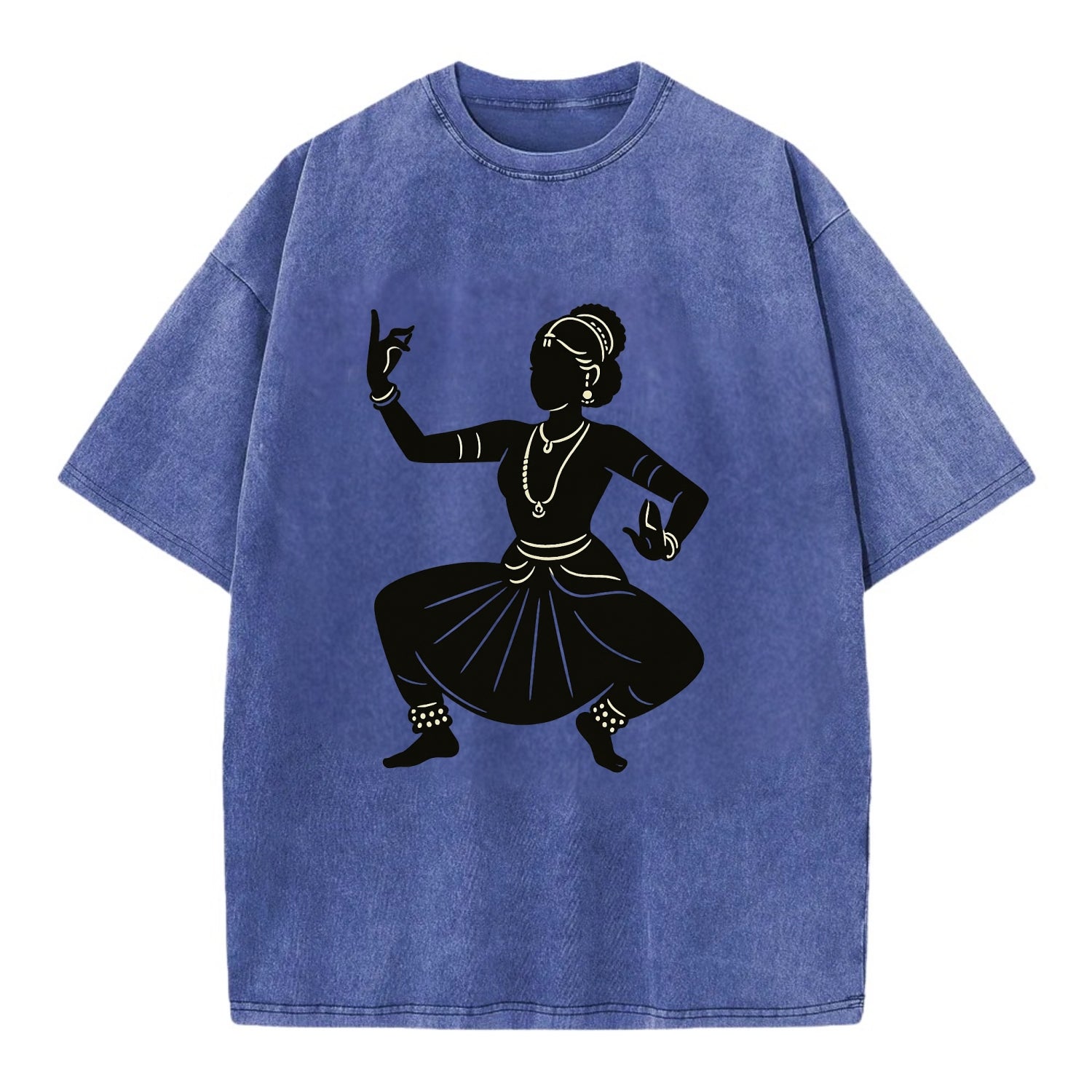 Bharatanatyam classical Indian pose - Vintage T-shirt - Blue