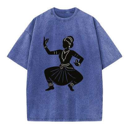 Bharatanatyam classical Indian pose - Vintage T-shirt - Blue