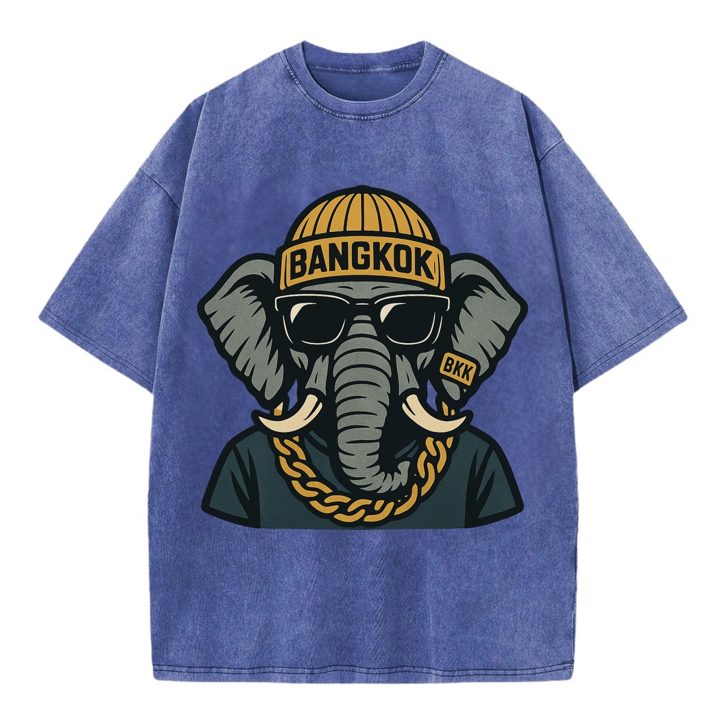 Bangkok Elephant - Vintage T-shirt - Blue