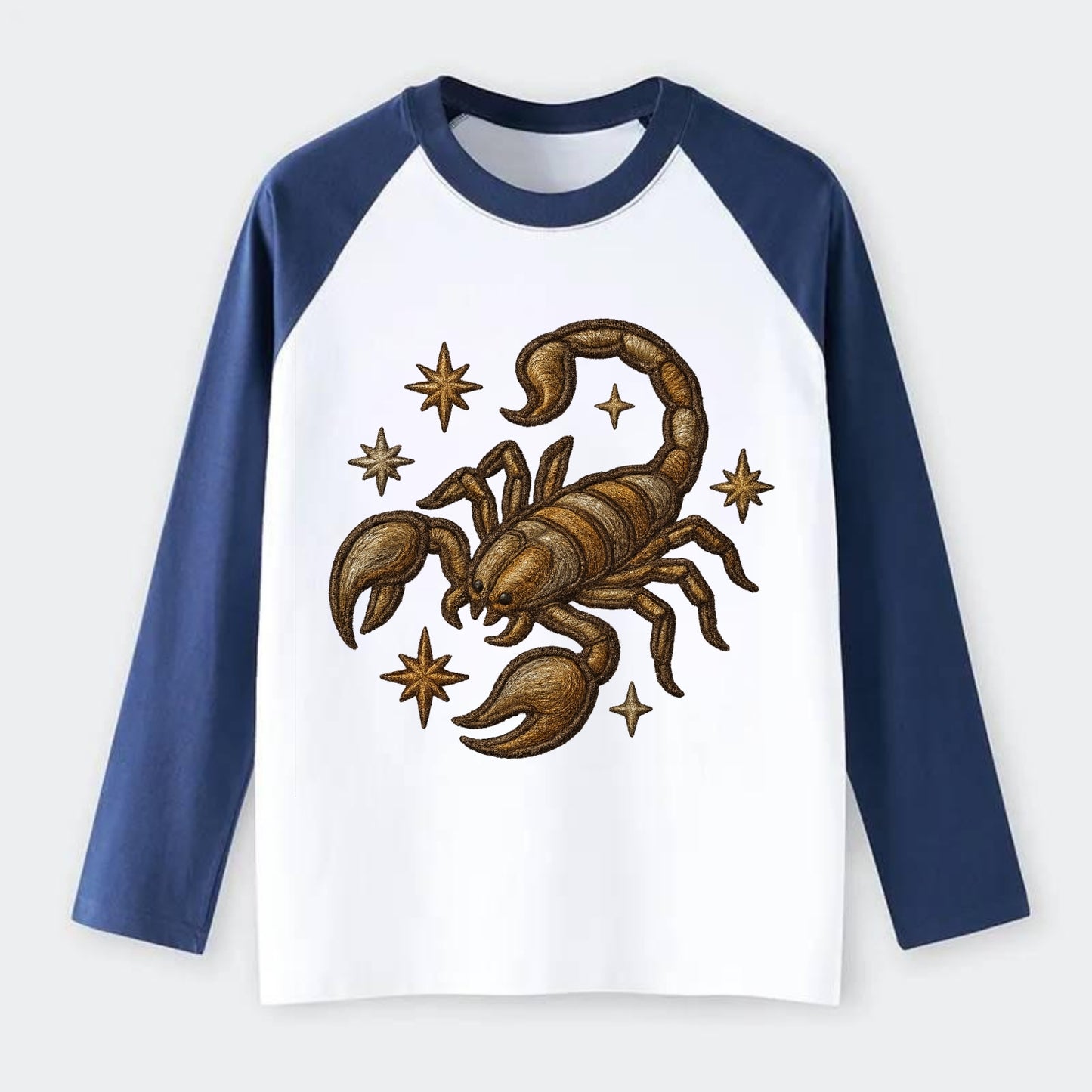 Scorpio Scorpion  - Raglan Long Sleeve T-Shirt - Blue