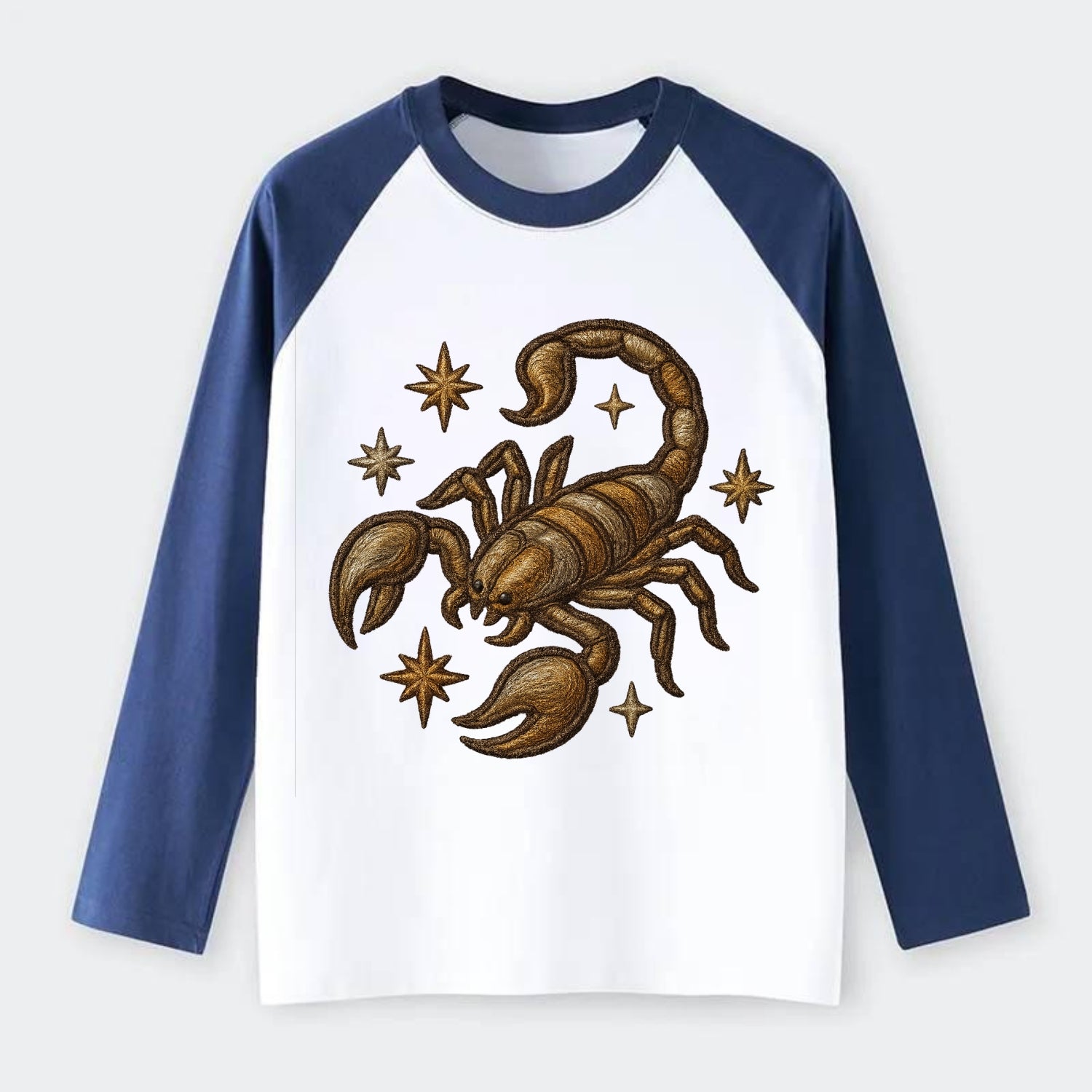 Scorpio Scorpion  - Raglan Long Sleeve T-Shirt - Blue