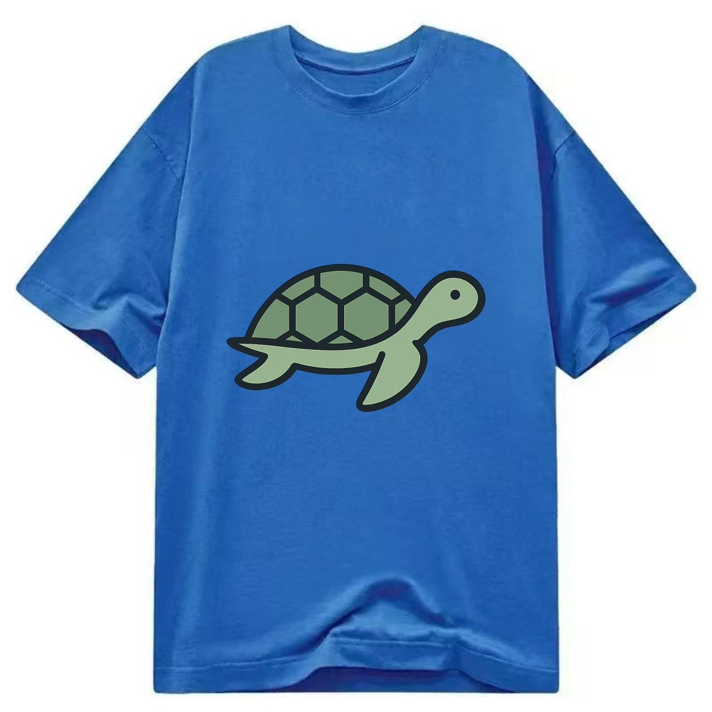 Sea Turtle - Green with shell pattern flat side profile - Classic T-shirt - Blue